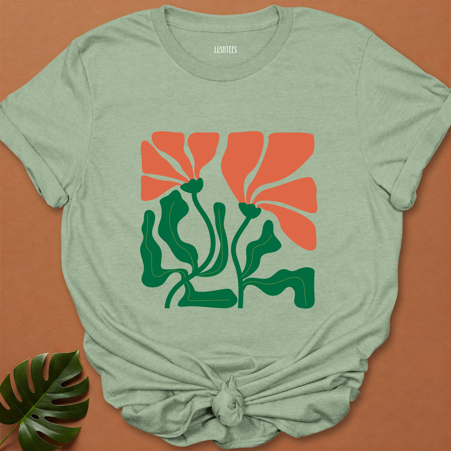 Sunset Bloom Rush – Tangerine Petal Flow Tee
