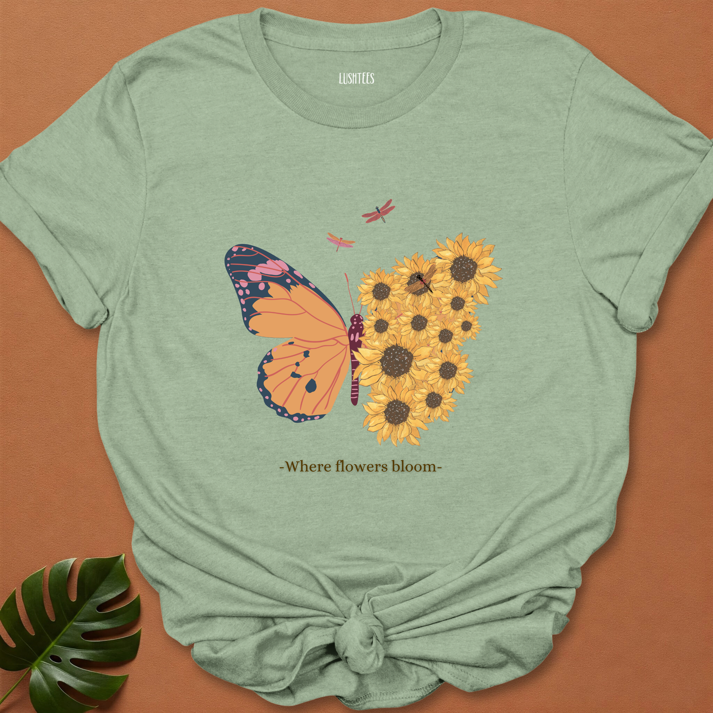 Half Butterfly , Flower T-shirt