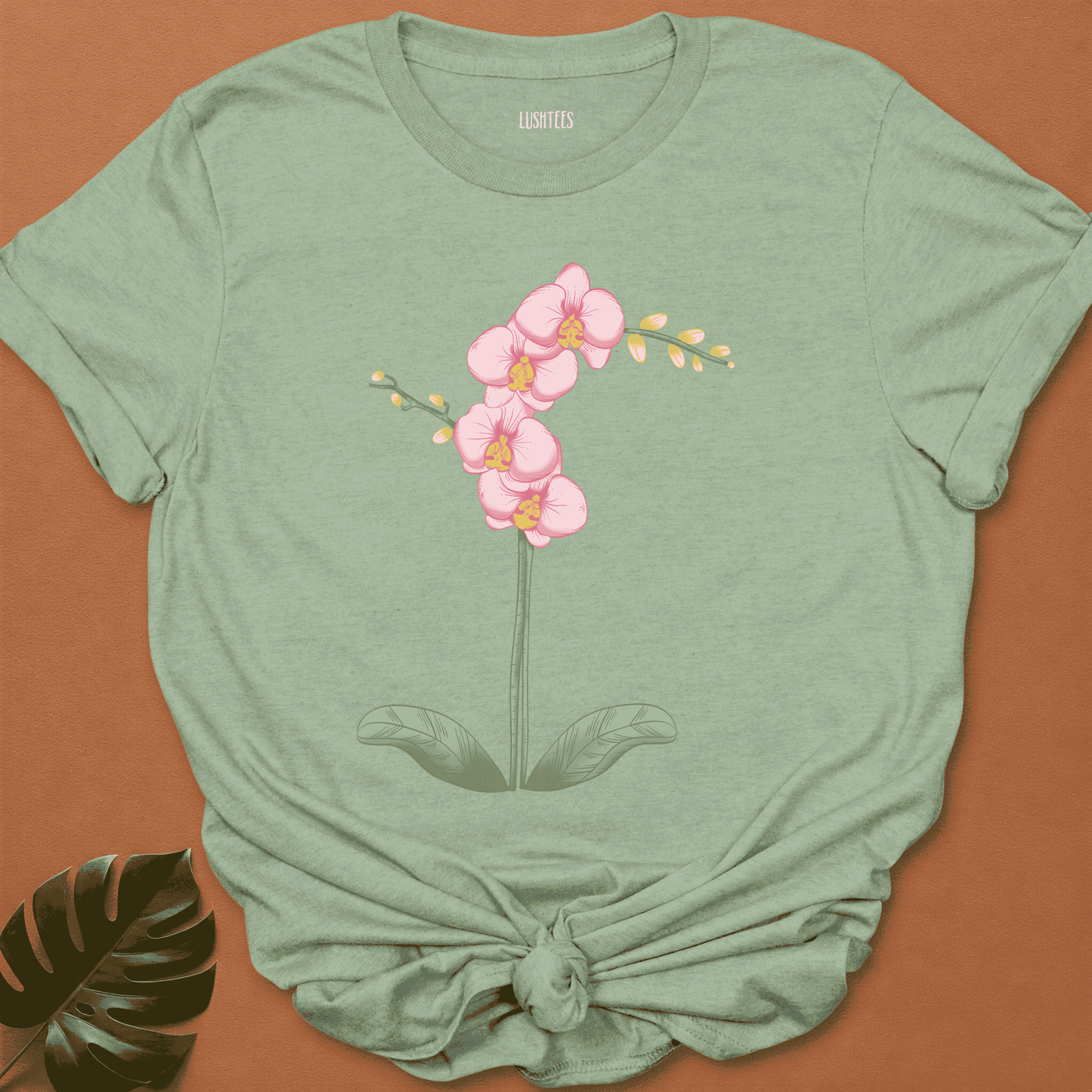 Pink Orchid with Leaves