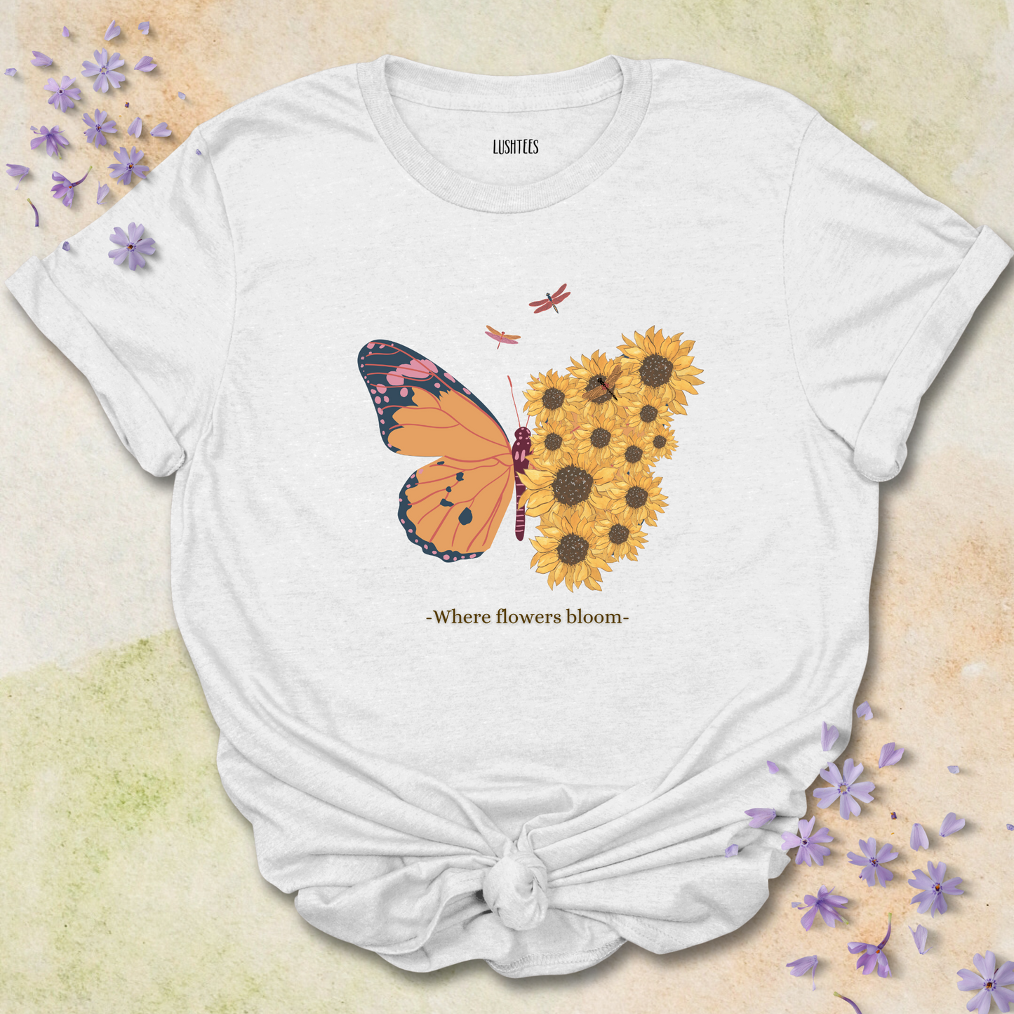 Half Butterfly , Flower T-shirt