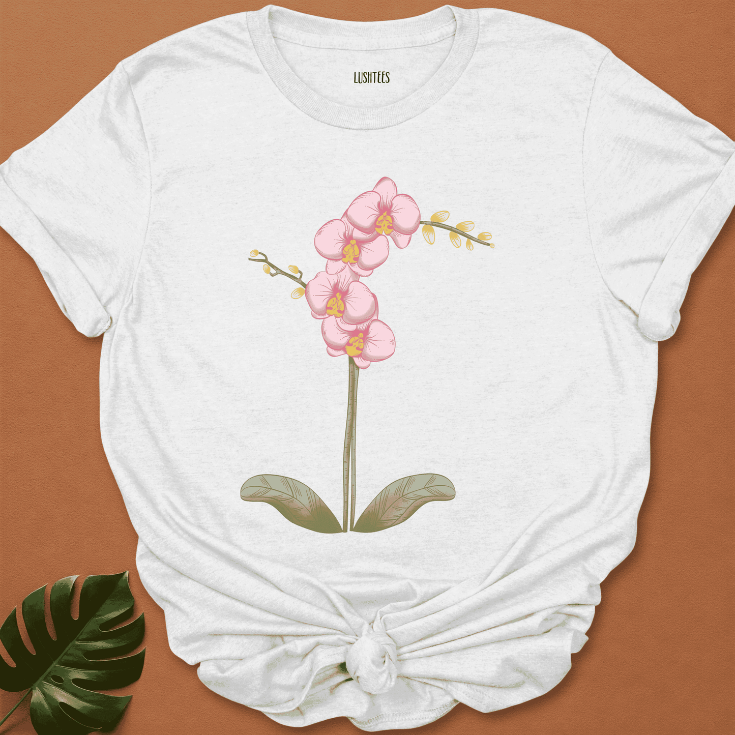 Pink Orchid with Leaves