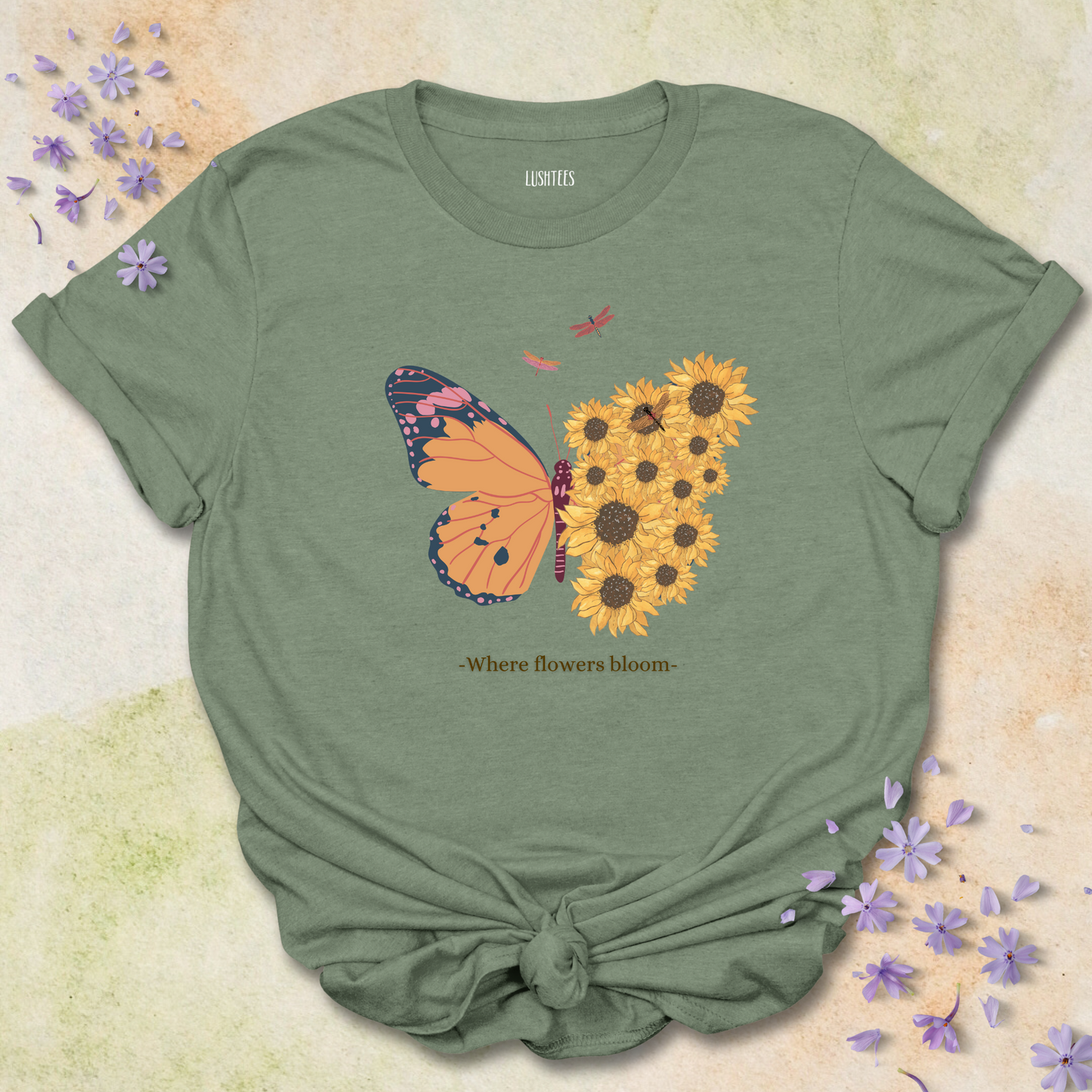 Half Butterfly , Flower T-shirt