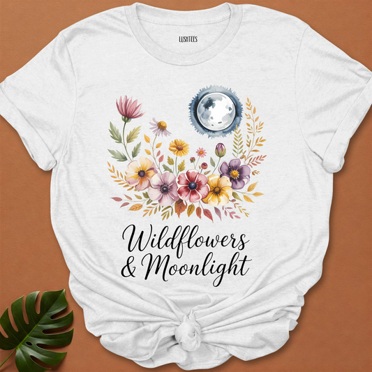 Wildflowers & Moonlight – Botanical Lunar Floral T-Shirt