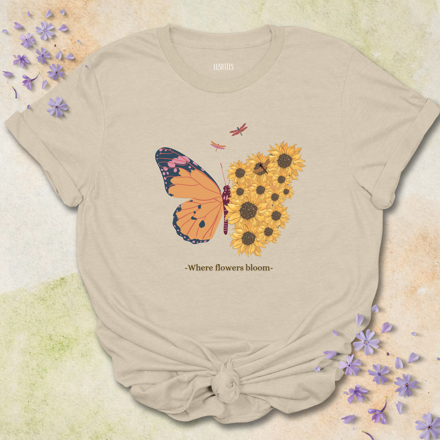 Half Butterfly , Flower T-shirt