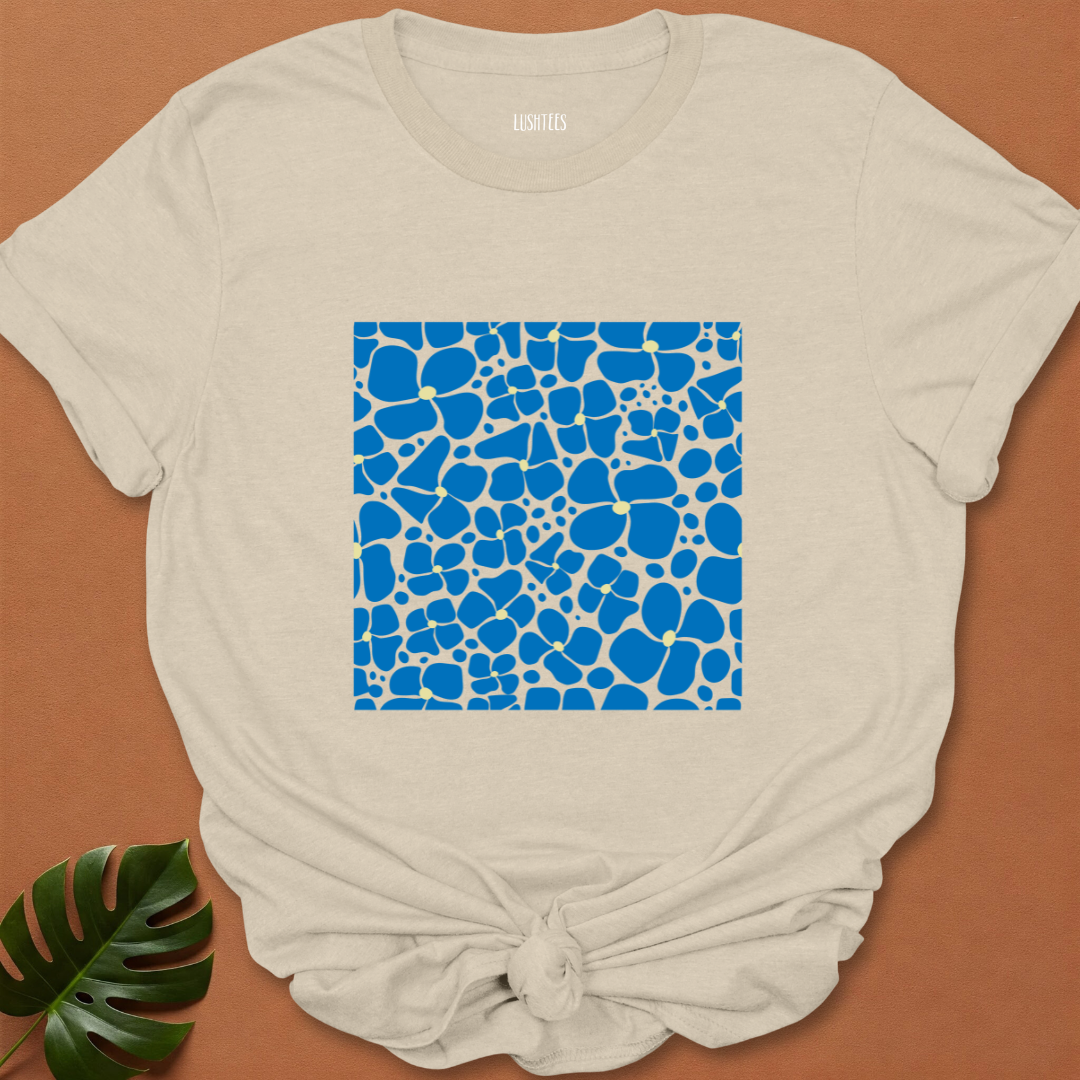Indigo Petal Burst – Boho Blue Blossoms Tee