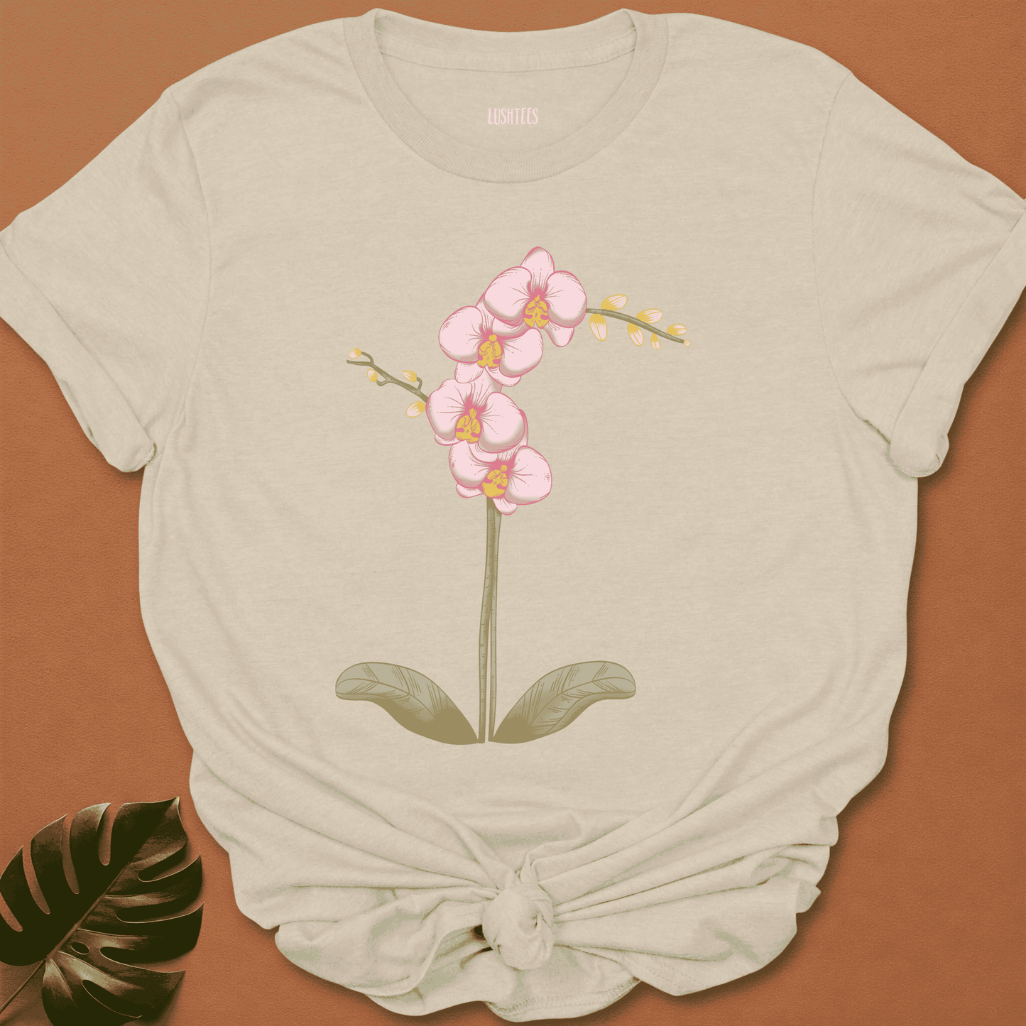 Pink Orchid with Leaves