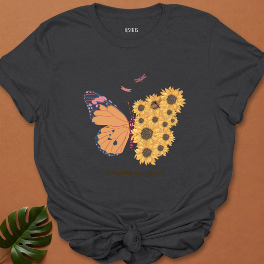 Half Butterfly , Flower T-shirt