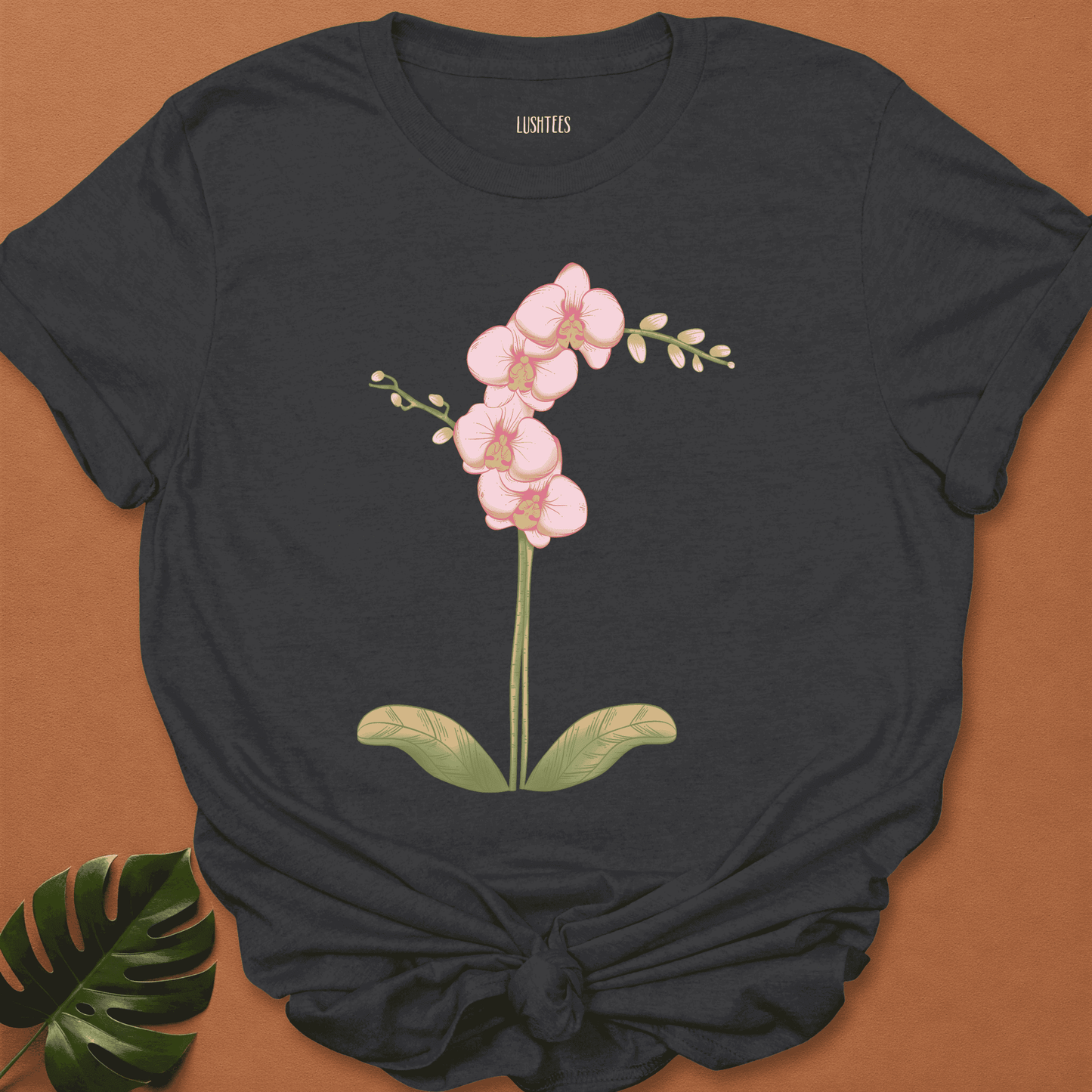 Pink Orchid with Leaves