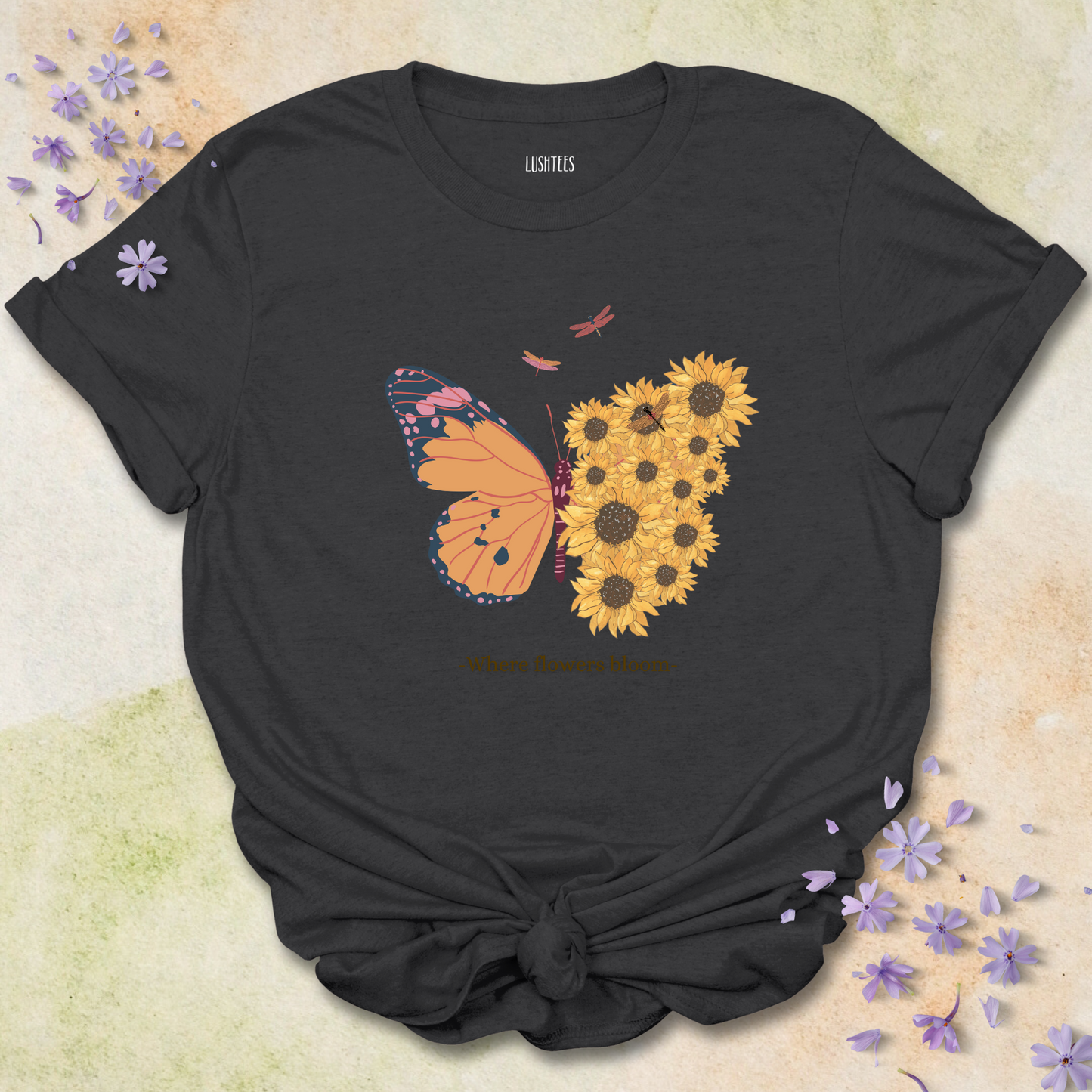 Half Butterfly , Flower T-shirt