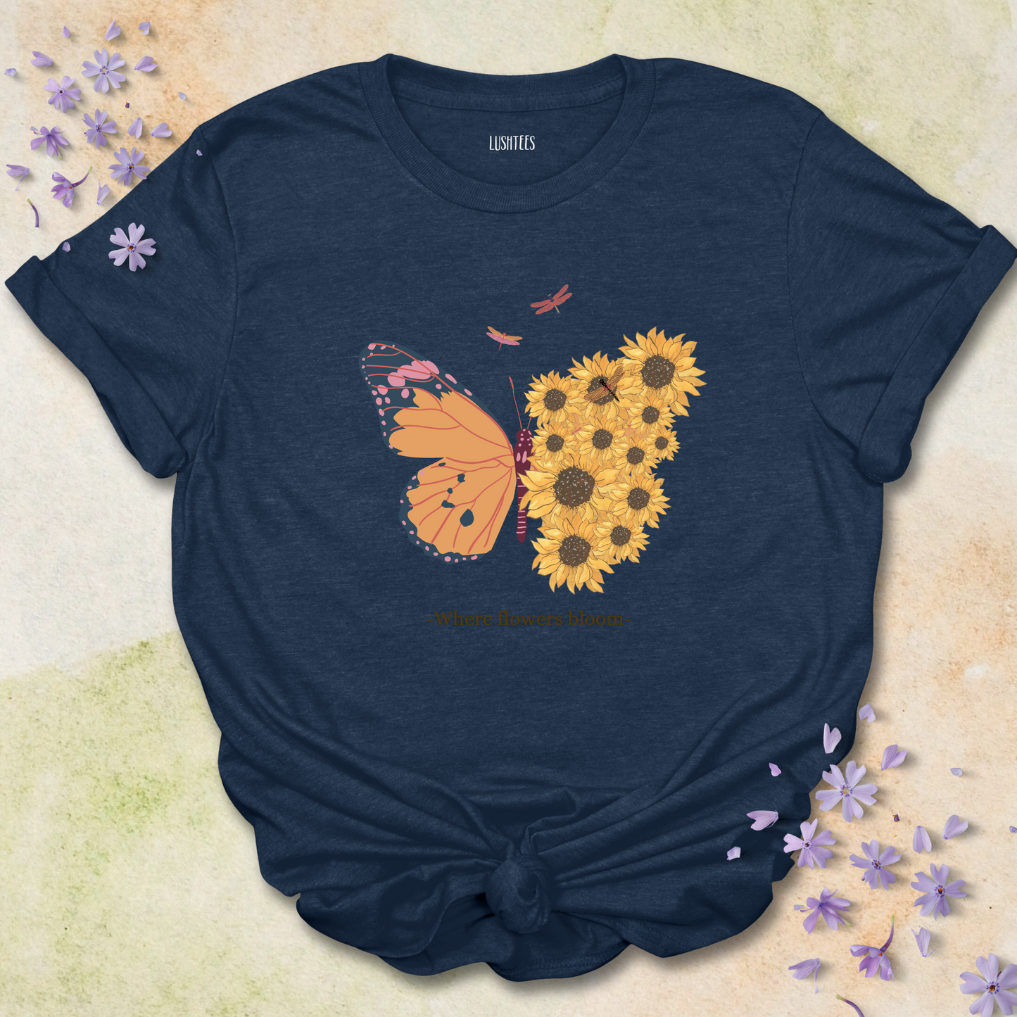 Half Butterfly , Flower T-shirt