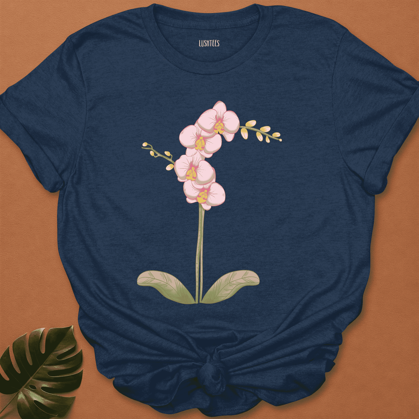 Pink Orchid with Leaves