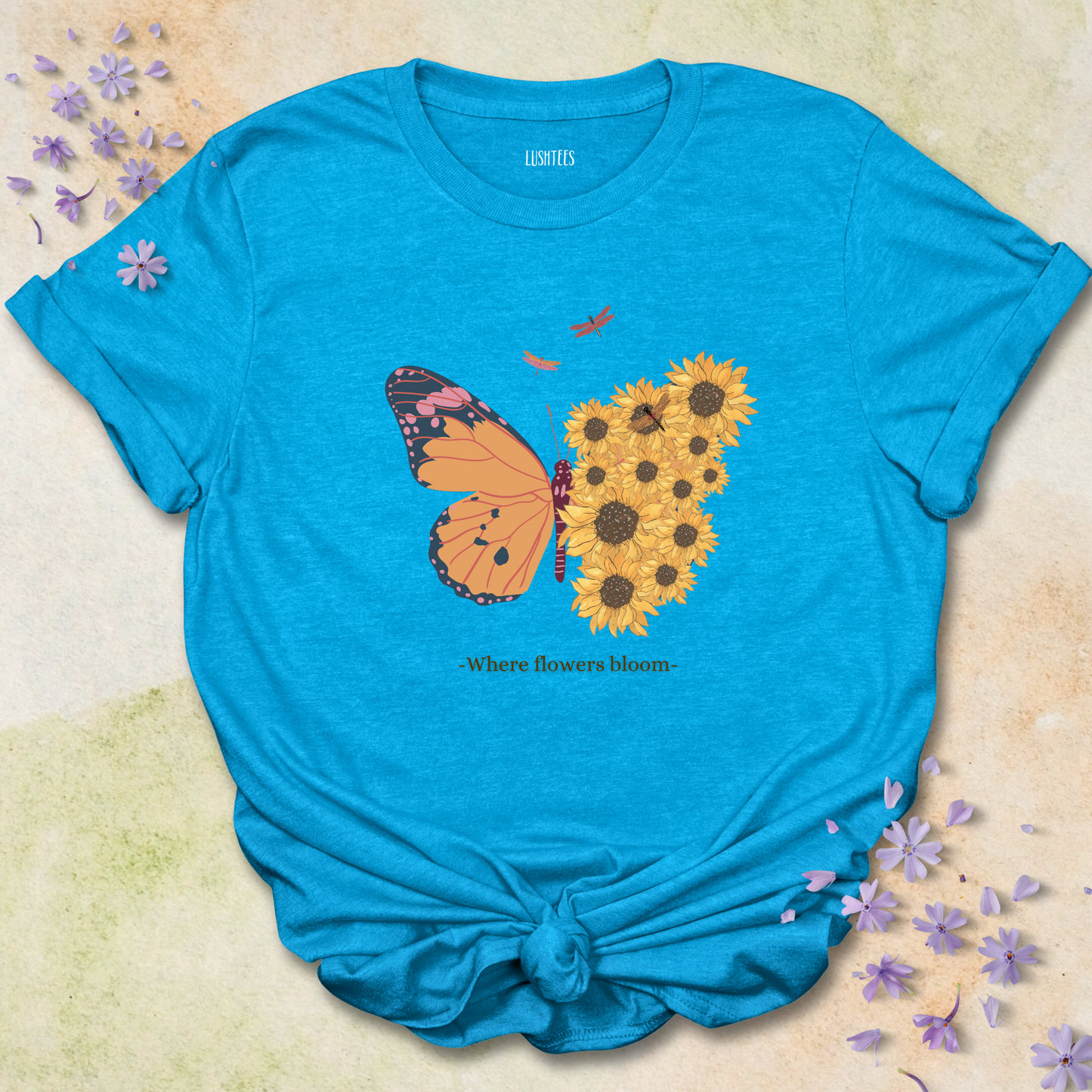 Half Butterfly , Flower T-shirt