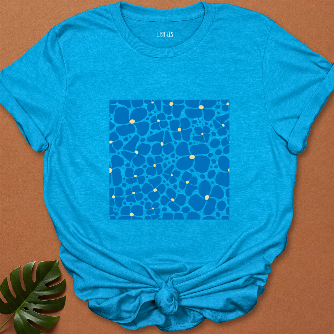 Indigo Petal Burst – Boho Blue Blossoms Tee
