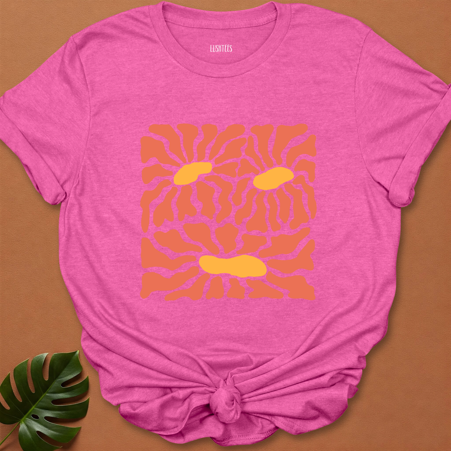 Burnt Coral Daisies – Abstract Sunrise Bloom Tee