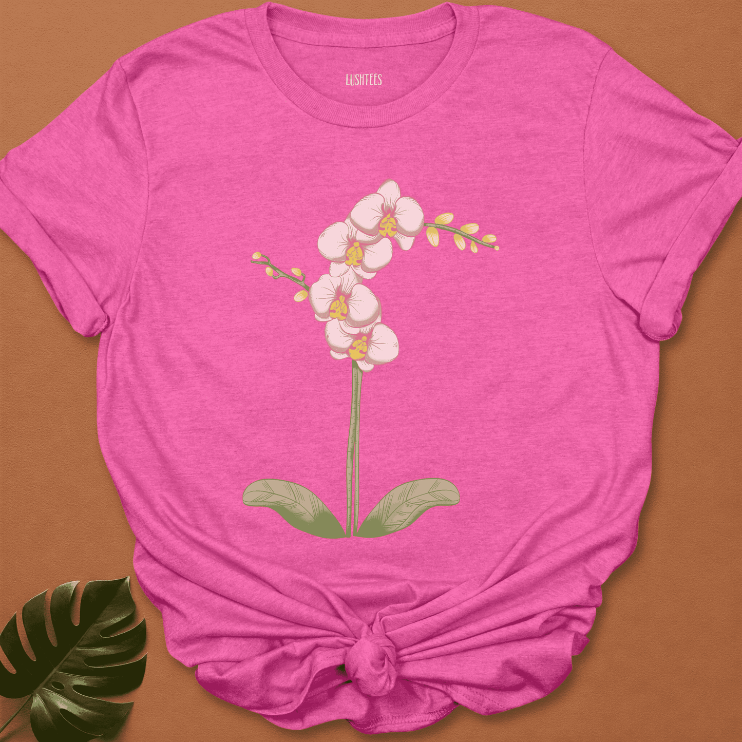 Pink Orchid with Leaves