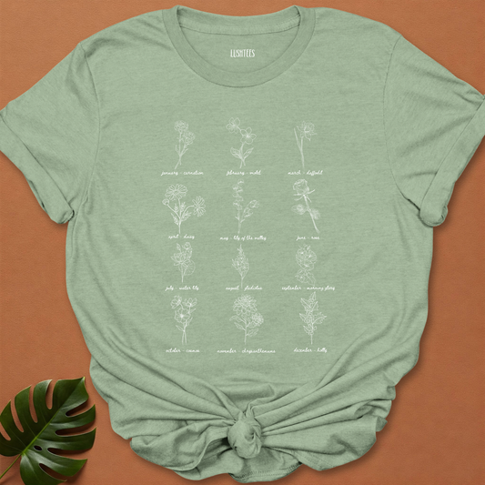 Birth Month Flower Set - 12 Botanical Line Drawings