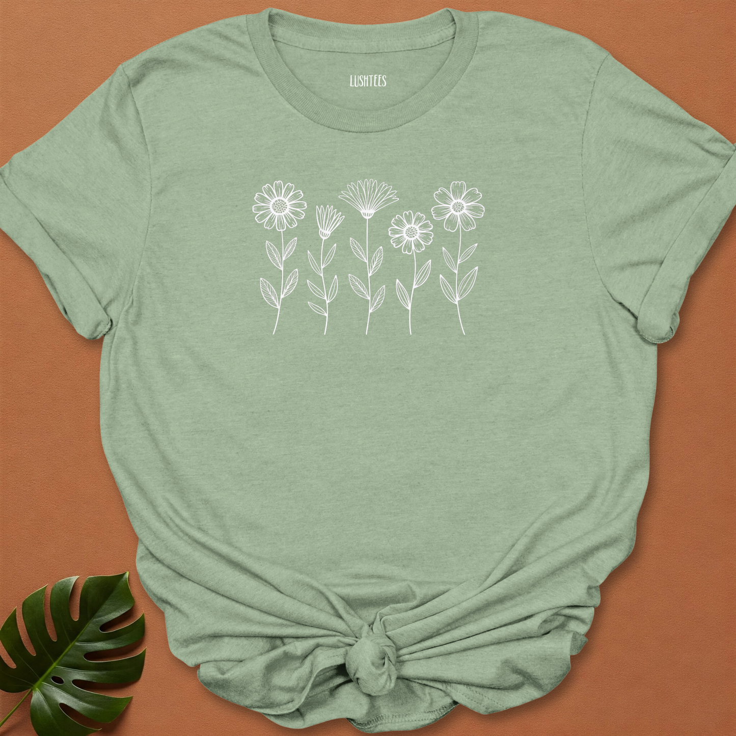 Minimalist Wildflower Outline T-Shirt