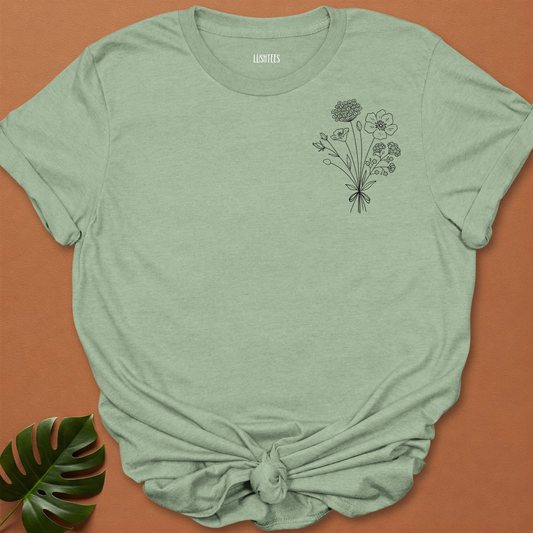 Midnight Sketch Wildflower Bouquet Tee
