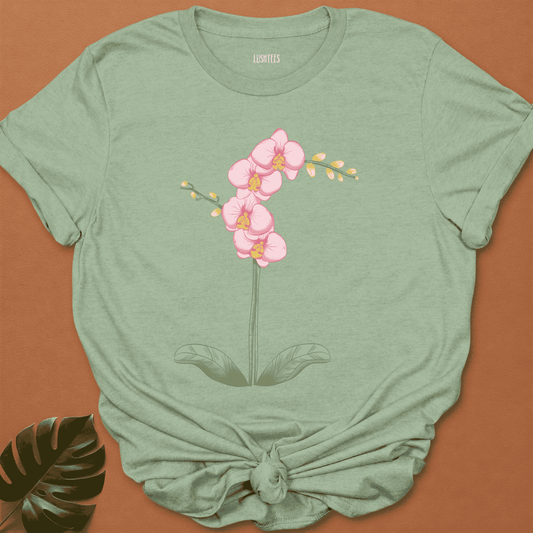 Pink Orchid with Leaves