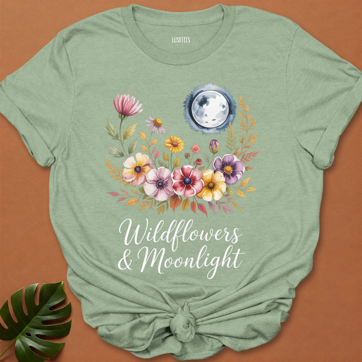 Wildflowers & Moonlight – Botanical Lunar Floral T-Shirt