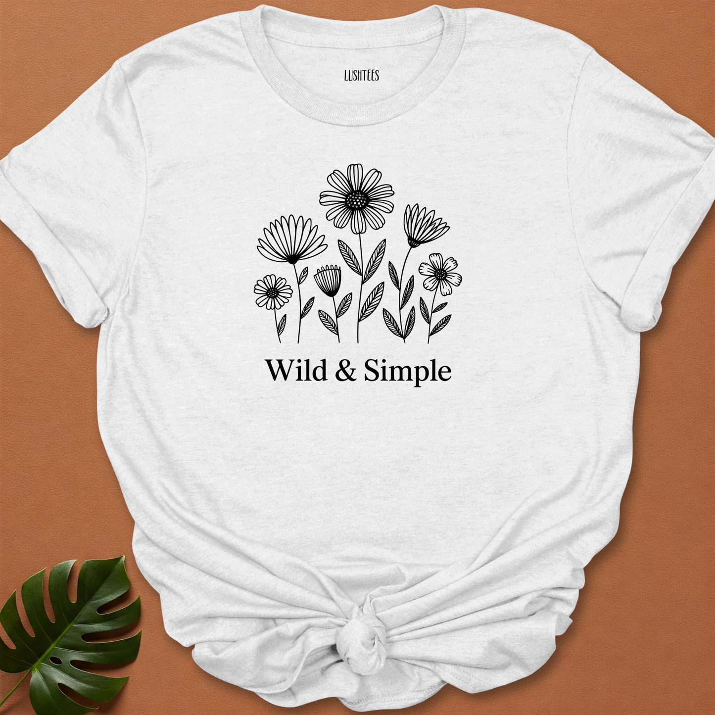 Wild & Simple – Minimalist Wildflower Line Art T-Shirt