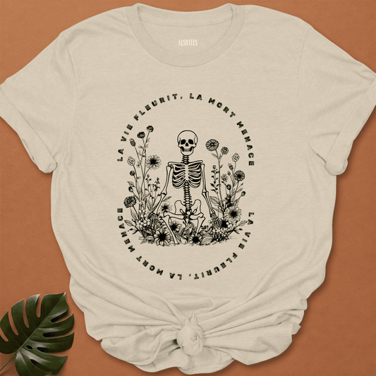 Memento Mori – Skeleton in Wildflowers (French Quote)