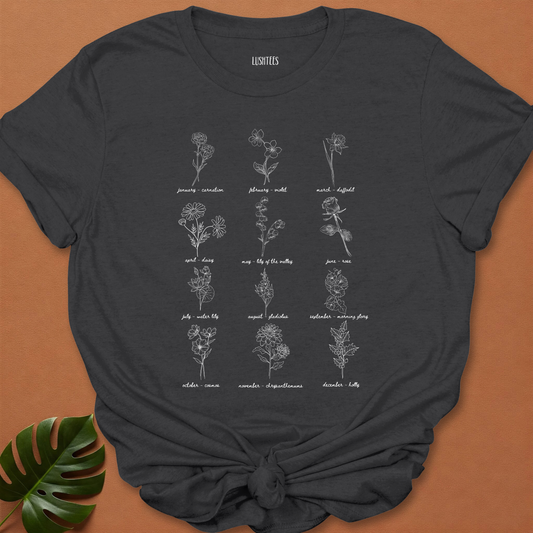 Birth Month Flower Set - 12 Botanical Line Drawings