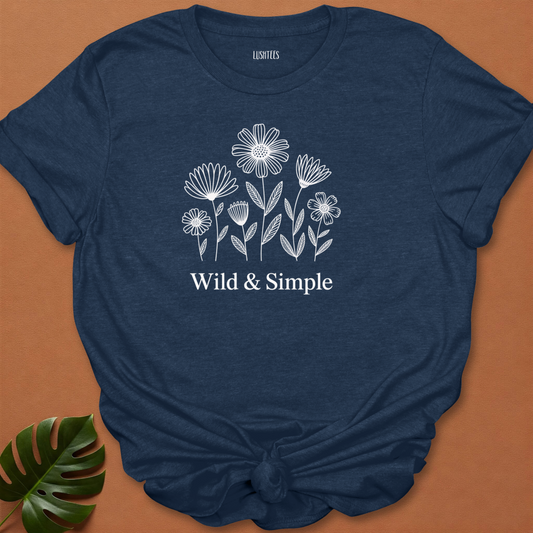 Wild & Simple – Minimalist Wildflower Line Art T-Shirt