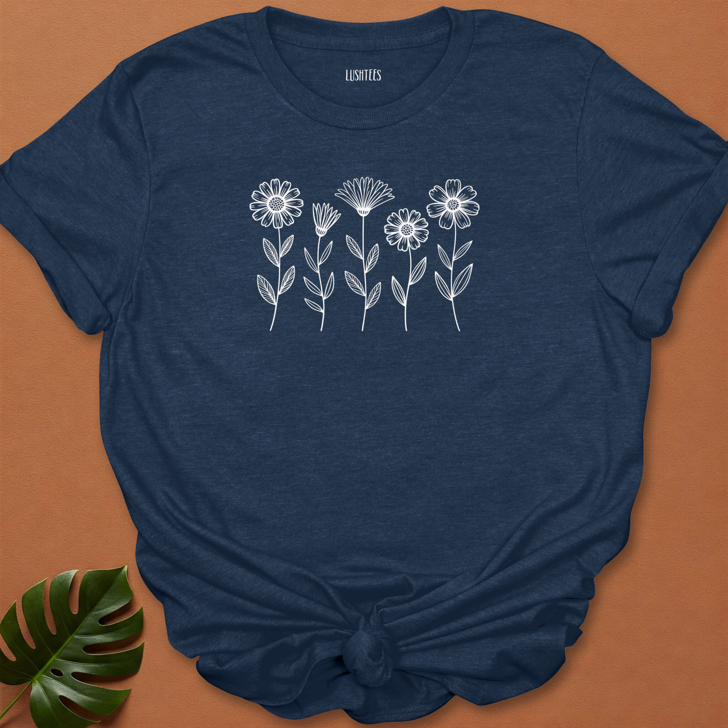 Minimalist Wildflower Outline T-Shirt
