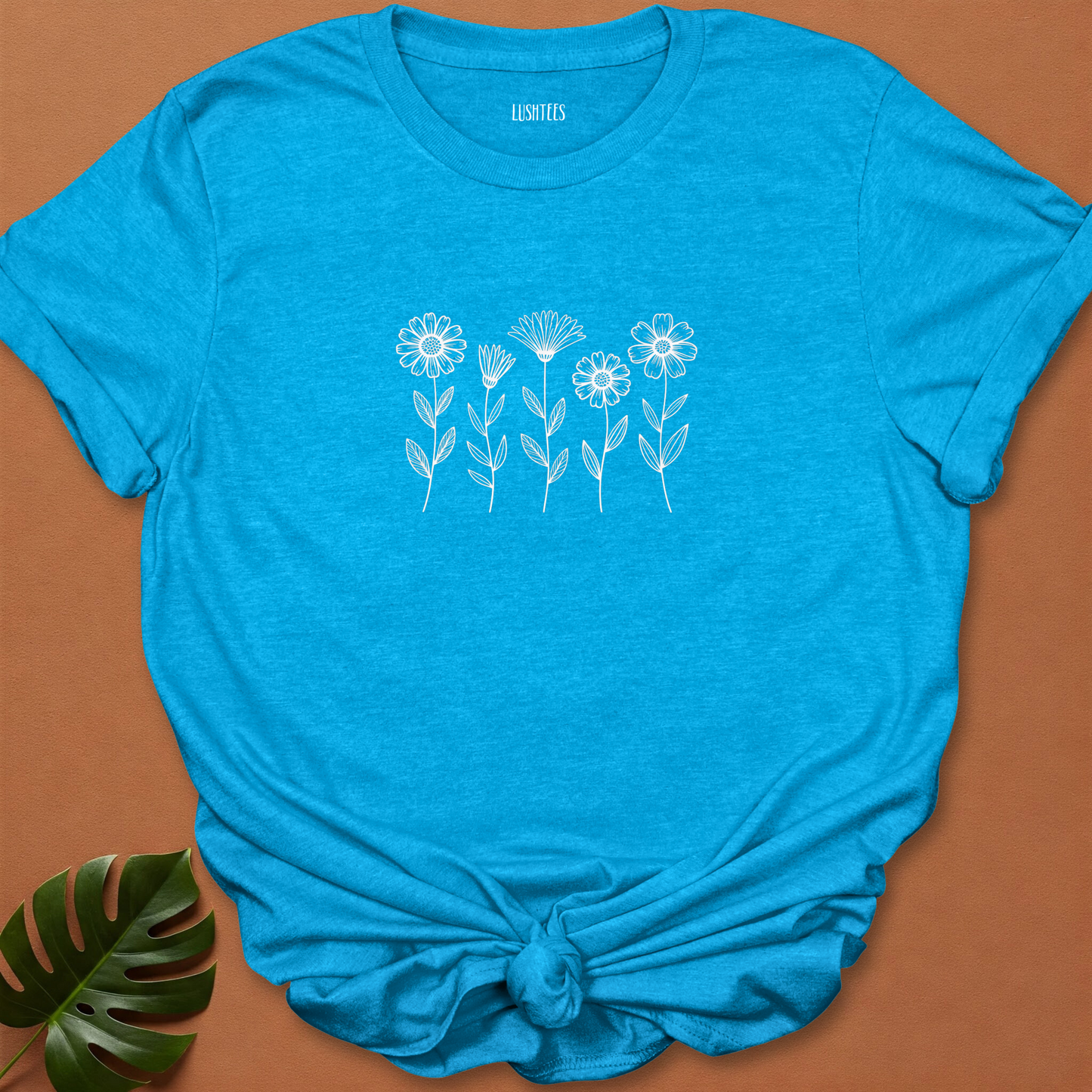 Minimalist Wildflower Outline T-Shirt