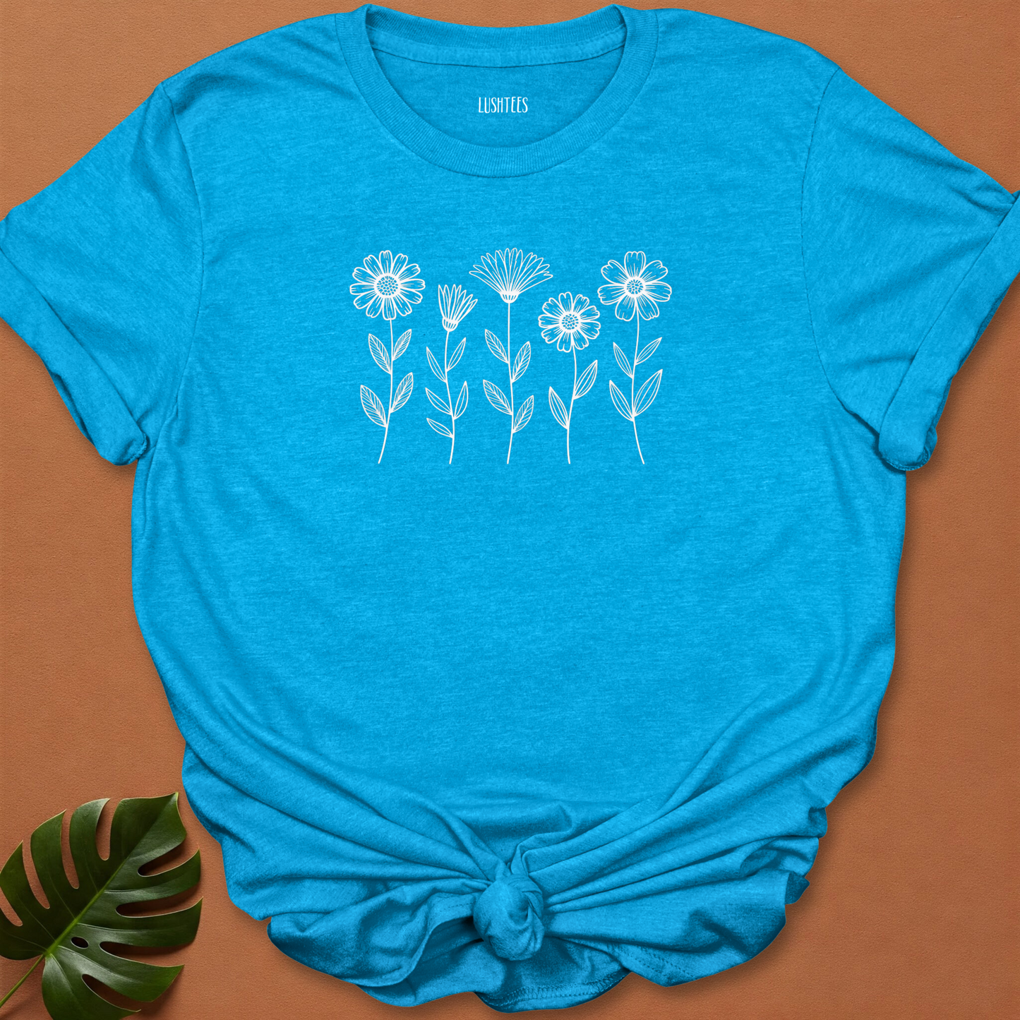 Minimalist Wildflower Outline T-Shirt