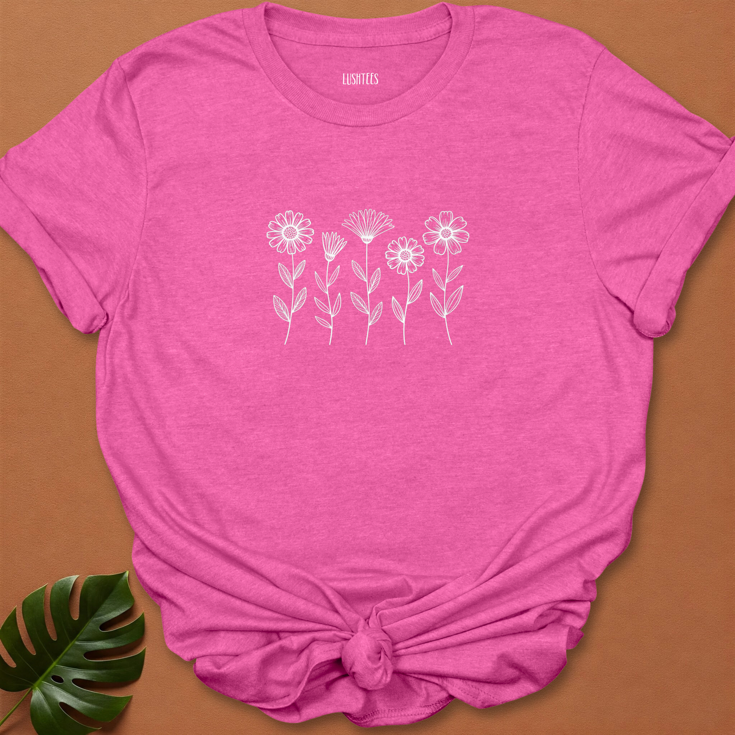 Minimalist Wildflower Outline T-Shirt